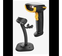 Inateck BCST-35_BLACK Lecteur Code Barre 2D CMOS Portable Bluetooth/USB, Scan 40cm, Batterie 2000mAh, ABS/PC/TPU, 205g, Noir/Jaune