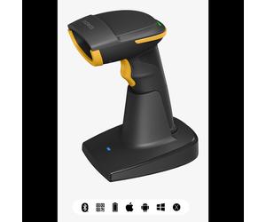 Inateck BCST-54 Lecteur Code Barre Portable 1D/2D CMOS, Bluetooth/USB, Batterie 2600mAh, ABS/PC/TPU, Noir/Jaune, Compatible Windows/macOS/Linux/Android/iOS