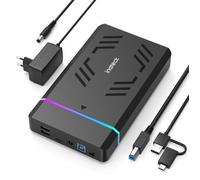Inateck Boîtier Disque Dur RGB 3,5 Pouces, Boîtier Externe USB 3.0 pour SATA HDD et SSD 2,5''/3,5'', avec Ports d'Extension et Adaptateur d'alimentation 12V/2A, Prend en Charge jusqu'à 20 to, FE3003