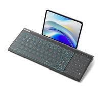 Inateck Clavier Bluetooth pour tablette, pavé tactile numérique 2 en 1, rétroéclairé 7 couleurs et support caché, 3 canaux BT, compatible avec iPad 10/9/iPad Pro/iPad Air/Samsung/Android/Windows