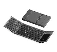 Inateck Clavier pliable KB06101 avec pavé tactile, mini clavier Bluetooth sans fil, clavier de poche avec 3 canaux Bluetooth, compatible avec iOS, Android, Windows, QWERTZ