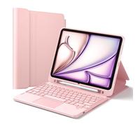 Inateck Coque Clavier Détachable avec Pavé Tactile Compatible iPad pour iPad 11e/10e Gén, pour 10e (10,9")/ 11e (2025 A16), Air 11" M3/M2, Air 6/5/4e, Pro 11 4e-1re, avec Porte-Crayon, Rose