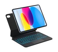 Inateck Coque Clavier iPad A16/10e Gén, Support Magnétique Flottant | Pour 10.9/11", rétroéclairé 7 couleurs, pavé tactile, bras flottant, AZERTY, NeoMagic SE, Noir