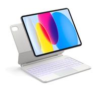 Inateck Coque Clavier iPad A16/10e Gén, Support Magnétique Flottant | Pour 10.9/11", rétroéclairé 7 couleurs, pavé tactile, bras flottant, AZERTY, NeoMagic SE, Blanc