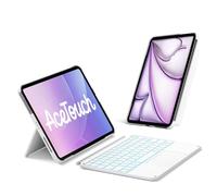 Inateck Coque Clavier iPad A16 11e/10e Gén, Air 11" M4/M3/M2, Air 5/4, Pro 11 4e-1re - AZERTY sans Fil, Détachable Magnétique, Rétroéclairage 7 Couleurs, Pavé Tactile, Ultra-Léger, Blanc