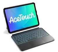 Inateck Coque Clavier pour iPad 10e/11e (2025 A16), Air 11" M4/M3/M2, Air 6/5/4, Pro 11 4e-1re,Clavier Détachable Léger avec Pavé Tactile, Rétroéclairage 7 Couleurs & Réveil,AceTouch KB04122-RGB,Noir