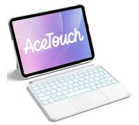 Inateck Coque Clavier pour iPad 10e/11e (2025 A16), Air 11" M4/M3/M2, Air 6/5/4, Pro 11 4e-1re,Clavier Détachable Léger avec Pavé Tactile, Rétroéclairage 7 Couleurs & Réveil,AceTouch KB04122-RGB,Blanc