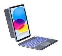 Inateck Étui avec clavier pour iPad 10 génération, clavier avec pavé tactile pour iPad 10e génération 10,9" 2022, amovible, rétroéclairage 7 couleurs, support portrait/paysage, QWERTZ, KB04112