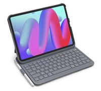 Inateck Étui Clavier iPad 10e/11e gén., Clavier Ultraléger avec Porte-Stylet pour iPad 11e (2025 11" A16)/10e (2022 10.9"), Air 11" M3/M2 (2025/2024), Air 5/4, Pro 11 4/3/2/1, AirTap Gris