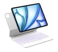 Inateck Housse Clavier magnétique pour iPad Air 11" M3/M2 (2024-2025), Air 5e/4e gen 10,9", Pro 11" (1re-4e gen) : Support Cantilever Flottant, rétroéclairage 7 Couleurs et trackpad, Blanc