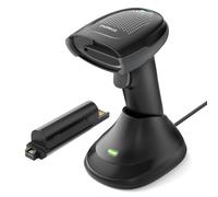 Inateck Lecteur Code Barre sans Fil 2D QR avec Deux Batteries Remplaçables de 2000 mAh, PDF 417 Douchette Code Barre avec Base de Charge, Bluetooth et Filaire USB, pour l'entreposage et la logistique