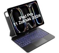 Inateck Magic Keyboard KB09121 Clavier pour iPad Pro 11 2024 M4 avec clavier, charge rapide 30 min, affichage LED Smart Power, Click-Anywhere Trackpad 7 couleurs 3 niveaux rétroéclairé