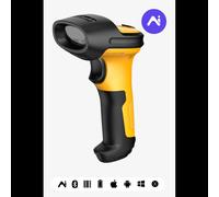 Inateck P6-AI_YELLOW Lecteur Code Barre 1D Laser Portable, Portée 60m, USB & Bluetooth, Batterie 2600mAh, PC/TPU, Compatible Windows/macOS/Linux/Android