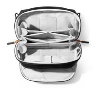 Inateck Sac de Rangement Câbles Ouvert à 180°, Organisateur de Pochette de Rangement pour Accessoires électroniques, Gadgets avec poignée et bandoulière détachable, Noir