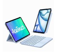 Inateck Ultraléger Clavier iPad Bluetooth pour A16 2025 iPad 11/10 eme Gen, iPad Air M4/M3/M2 11 Pouces, avec Pavé Tactile, AZERTY