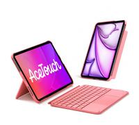Inateck Ultraléger Clavier iPad Bluetooth pour A16 2025 iPad 11/10 eme Gen, iPad Air Pro 11 Pouces, avec Pavé Tactile, AZERTY, Rouge