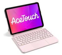 Inateck Ultraléger Clavier iPad Bluetooth pour A16 2025 iPad 11/10 eme Gen, iPad Air Pro 11 Pouces, avec Pavé Tactile, AZERTY, Rose