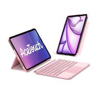 Inateck Ultraléger Clavier iPad Bluetooth pour A16 iPad 11/10 eme Gen, iPad Air M4/M3/M2 11 Pouces, avec Pavé Tactile, AZERTY, Rose