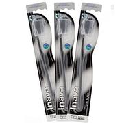 Inava Brosse à Dents INAVA TOTAL BLACK aux brins imprégnés de charbon végétal - Lot de 3 Brosses (3C)