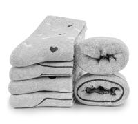 inaWarm Bas Chauffants Femmes-Chaussettes Coton Épais À Semelle Touffue,Mijotantes Style Crew,Pour Maison & Extérieur,6 Paires Tailles 35-38 39-42,Couleurs Unies & Rayées