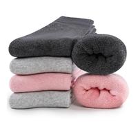 inaWarm Bas Chauffants Femmes-Chaussettes Coton Épais À Semelle Touffue,Mijotantes Style Crew,Pour Maison & Extérieur,6 Paires Tailles 35-38 39-42,Couleurs Unies & Rayées
