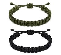 Inbagi Bracelet en paracorde pour garçons et hommes - Bracelets tressés à la main - Réglables - 2 couleurs (noir, camouflage)