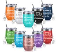 Inbagi Lot de 10 tasses de remerciement inspirantes en acier inoxydable avec porte-clés pour professeurs et membres de l'équipe « May You Be Proud » 355 ml