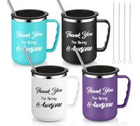 Inbagi Lot de 4 gobelets de voyage isothermes de 500 ml avec poignée et couvercle en acier inoxydable - Cadeaux de remerciement pour femmes, hommes, enseignants, patrons, employés, collègues (coloré)