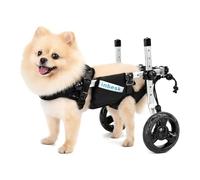 inbesk Fauteuil roulant pour pattes arrière pour petit chien, déambulateur réglable en aluminium léger avec réfléchissant, poussette d'extérieur professionnelle pour animaux de compagnie handicapés