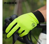 INBIKE - gants de cyclisme en polaire coupe-vent pour hommes, chauds, doigt complet, écran tactile, absorbant les chocs, antidérapants, doigt Long, vélo de route green