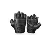 INBIKE Gants Moto Homologué Homme ete Femme Demi-Doigts pour Cross Velo VTT Scrooter Noir S Cuir de chèvre Anti-dérapant Protection 5mm Rembourré