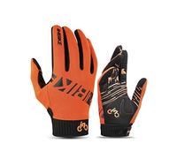 INBIKE Gants MTB Gants complets Anti-dérapants Antichocs pour Moto Cross VTT Velo de Montagne Route BMX écran Tactile Outdoors Sports Respirant Confort(Orange,XXL)
