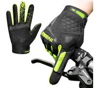INBIKE Gants Vélo Super Extensible Gants VTT Respirant Imperméable, Gants à Écran Tactile Plein Doigt Antidérapant Idéal pour Vélo Exercice Sport Running Ski Snowboard Moto Vert,L(MC020)