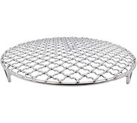 InBlossoms Réseau Coréen de Barbecue Pince à Griller en Acier Inoxydable 304 Grille Rond avec Pied Argent 35cm