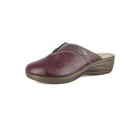 inblu | Chaussons pour femme effet cuir avec élastique et bandeau animal, semelle anatomique en cuir, bordeaux, 39 EU