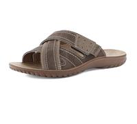 inblu Chaussons pour homme en simili cuir à bandes croisées avec fermeture réglable en Velcro, de 39 à 46, Sandales, tête de Moro, 41 EU, marron foncé, 41W