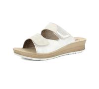 inblu Femme Ciabatte Donna A Doppia Fascia Con Chiusura A Strappo Regolabile E Strass, Plantare in Vera Pelle Sandale Glissante, Glace, 37 EU