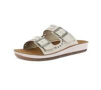 inblu Femme Ciabatte Donna Con Doppia Fibbia, Fiorellini E Strass, Plantare in Vera Pelle Imbottito Sandale Glissante, Glace, 37 EU