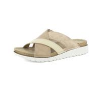 inblu Femme Ciabatte Donna Con Doppio Incrocio Effetto Cucito, Sottopiede in Pelle Imbottito Sandale Glissante, Sable, 38 EU