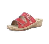 inblu Femme Ciabatte Donna Doppia Fascia A Strappo Con Decoro A Strass, Leggero Tacco E Plantare in Pelle Multiprise, Rouge, 40 EU