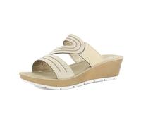 inblu Femme Ciabatte Donna Doppia Fascia Design A S Con Strass, Plantare Imbottito, Tacco Di 5cm Multiprise, Sable, 38 EU