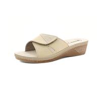 inblu Femme Sandales à Bande avec Strass et Fermeture réglable en Velcro, Semelle intérieure en Cuir véritable, du 35 au 41 Glissante, Sable, 40 EU