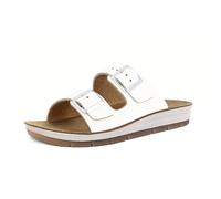 inblu Femme Sandales à Double Bande avec Maxi Boucles et Semelle en Cuir véritable, du 35 au 41 Glissante, Blanc, 37 EU