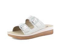 inblu Femme Sandales à Double Bande Changeante avec Boucles, intérieure en Cuir véritable et Semelle Bicolore, du 35 au 41 Glissante, Blanc, 38 EU