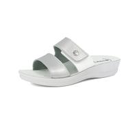 inblu Femme Sandales à Double Bande colorée avec Fermeture en Velcro, Plantaire Anatomique, du 35 au 41 Glissante, Argent, 40 EU