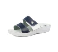 inblu Femme Sandales à Double Bande colorée avec Fermeture en Velcro, Plantaire Anatomique, du 35 au 41 Glissante, Bleu, 38 EU
