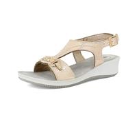 inblu Femme Sandali Donna A Fascia Catena, Chiusura Regolabile Con Cinturino, Plantare Imbottito E Zeppa Di 3,5cm, Dal 35 Al 41 Sandale, Platine, 38 EU