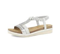 inblu Femme Sandali Donna Elastico E Fascia Intrecciata Con Strass, Plantare in Pelle Imbottito Sandale, Argent, 37 EU