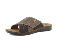inblu Homme Ciabatte Uomo Con Incrocio E Chiusura A Strappo, Plantare in Vera Pelle Mule, Marron foncé, 44 EU
