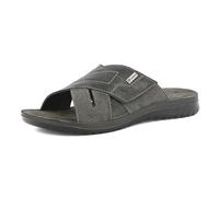 inblu Homme Ciabatte Uomo Con Incrocio E Chiusura A Strappo, Plantare in Vera Pelle Mule, Noir, 43 EU